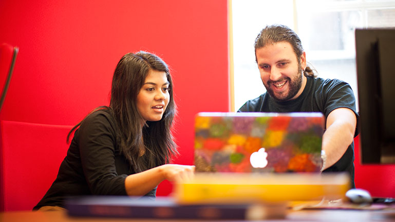 Two people studying together