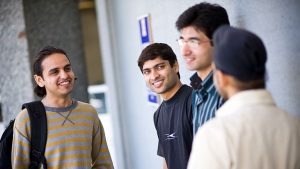 A group of people talking