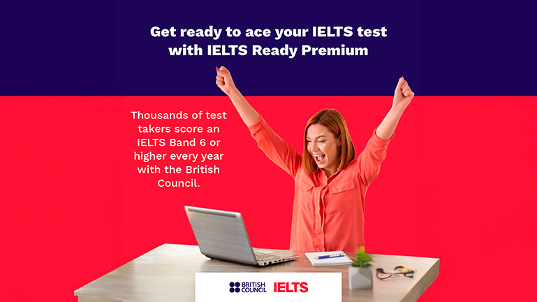 Excited student celebrating IELTS success after using IELTS Ready Premium tools